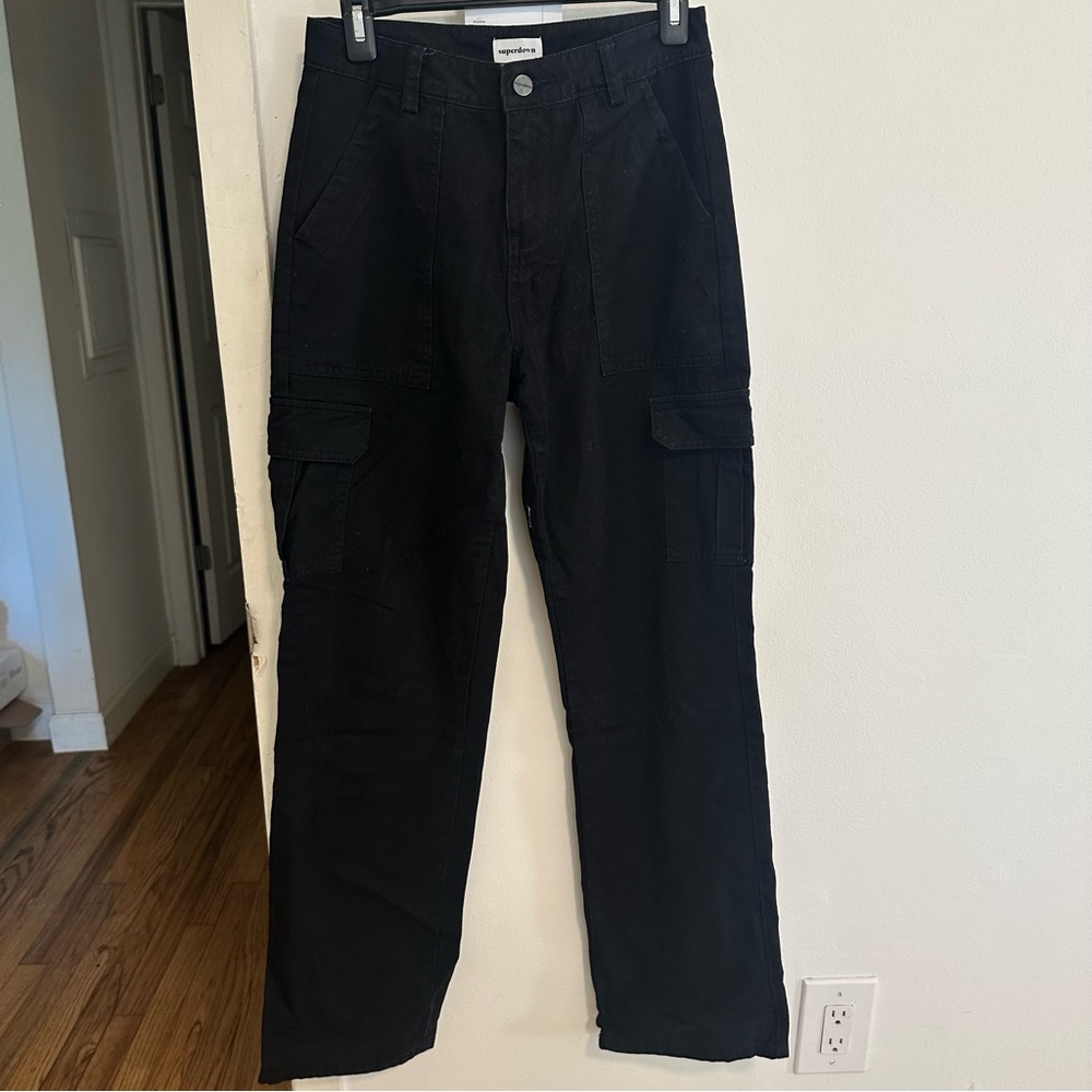 Superdown Adina Black Cargo Pants